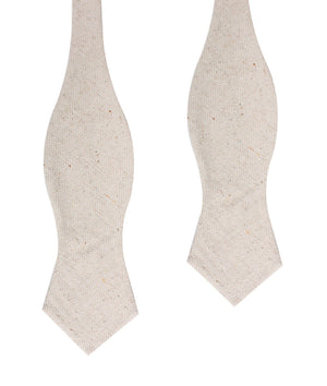 Dry Khaki White Linen Diamond Self Bow Tie