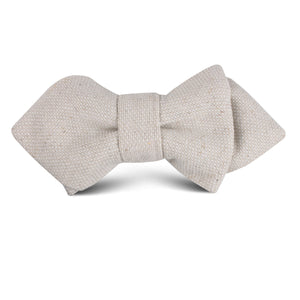 Dry Khaki White Linen Kids Diamond Bow Tie