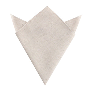 Dry Khaki White Linen Pocket Square