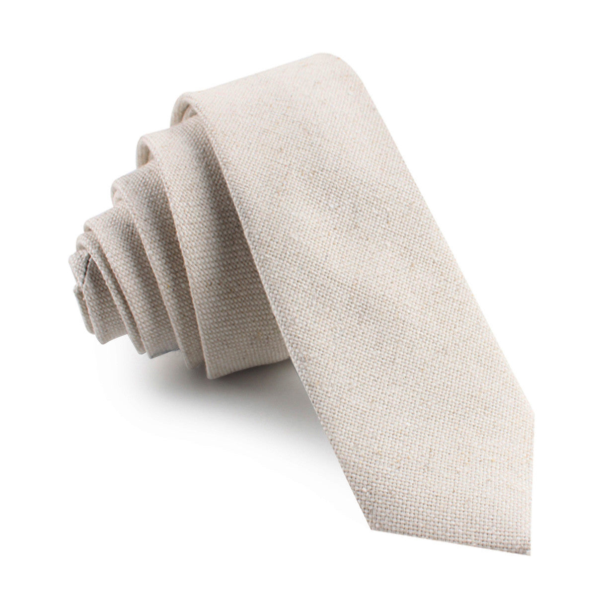 Dry Khaki White Linen Skinny Tie