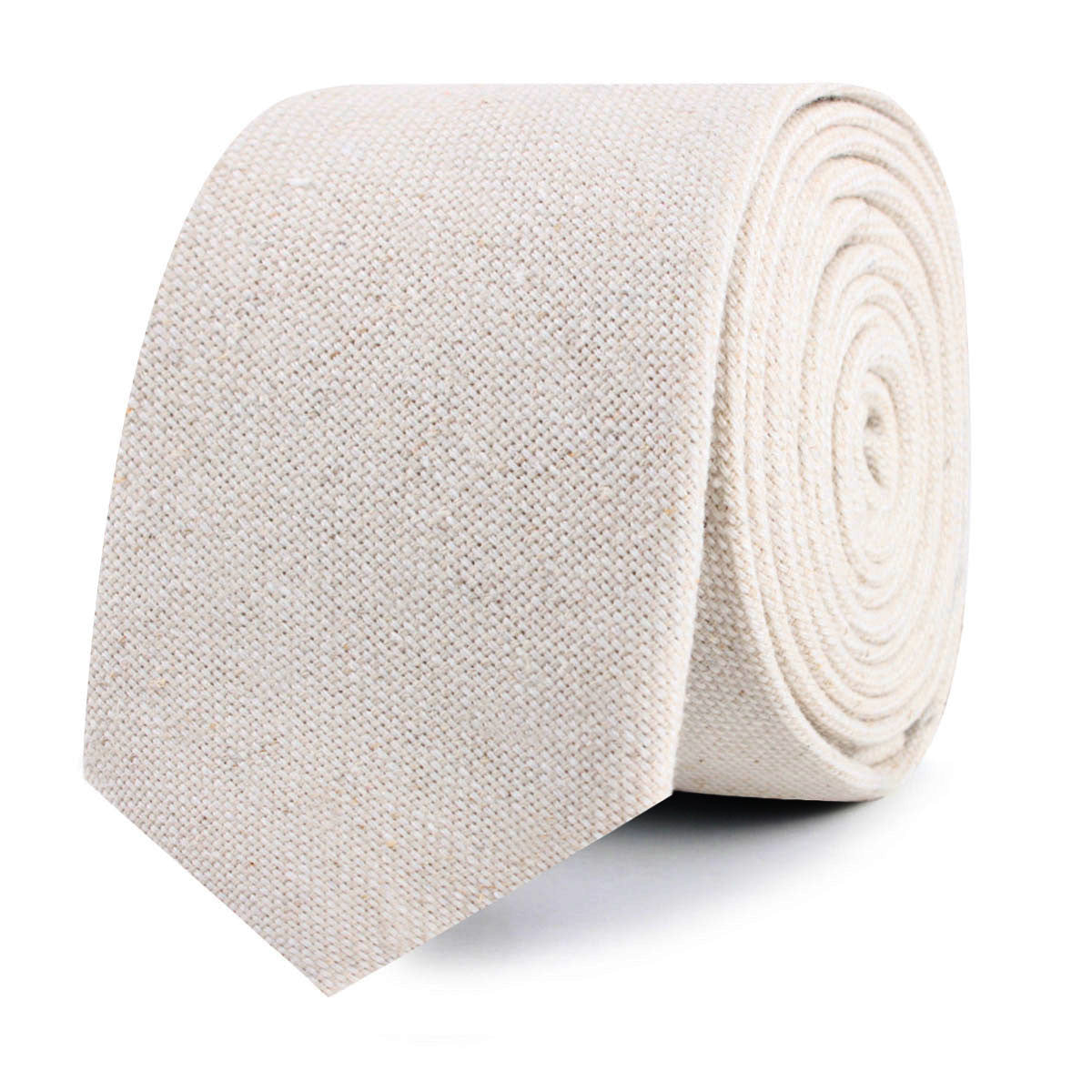 Dry Khaki White Linen Slim Tie