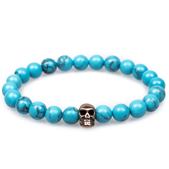 Duffle Blue Turquoise Rose Gold Skull Bracelet