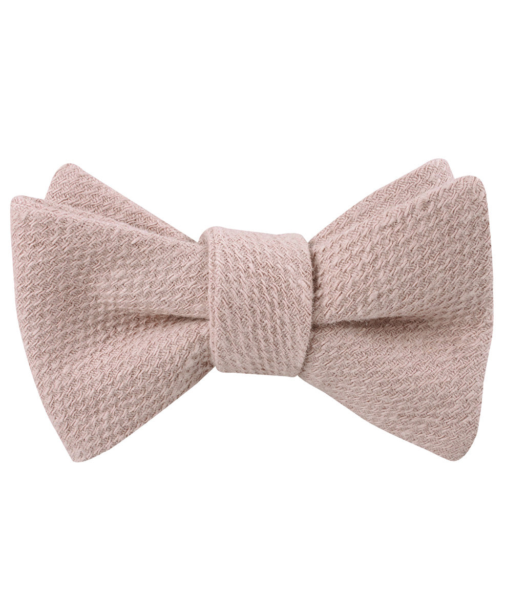 Dusty Beige Pink Linen Self Bow Tie Folded Up