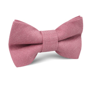 Dusty Rose Pink Linen Kids Bow Tie