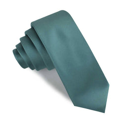 Dusty Jade Green Satin Skinny Tie