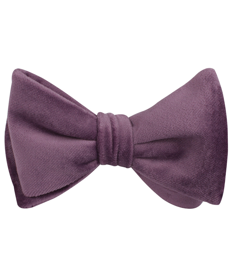 Dusty Lilac Purple Velvet Self Tied Bow Tie