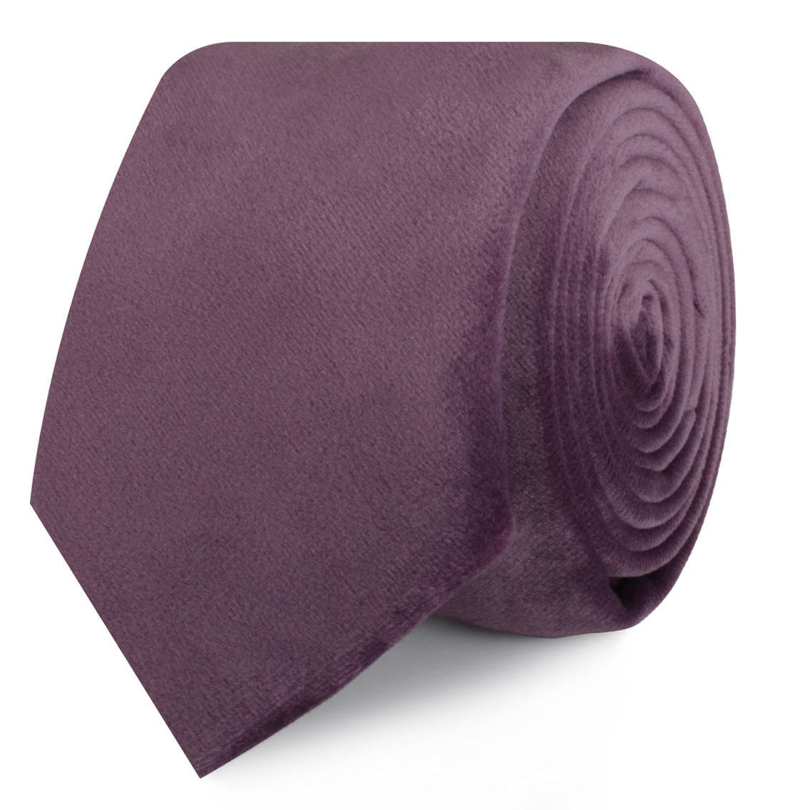 Dusty Lilac Purple Velvet Skinny Tie Roll