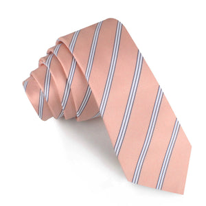 Dusty Peach Copacabana Striped Skinny Tie