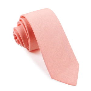 Dusty Peach Slub Linen Skinny Tie