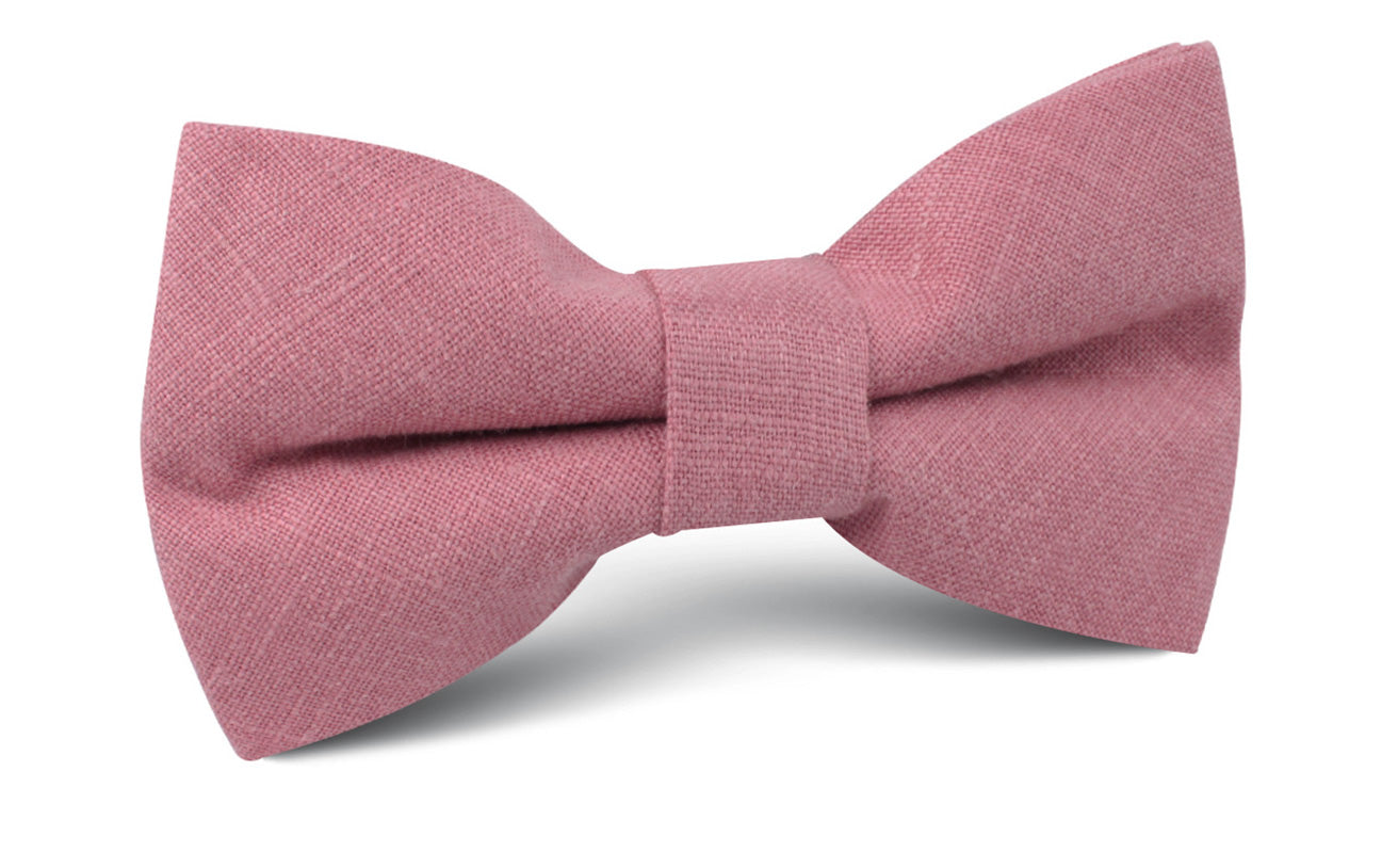Dusty Rose Pink Linen Bow Tie