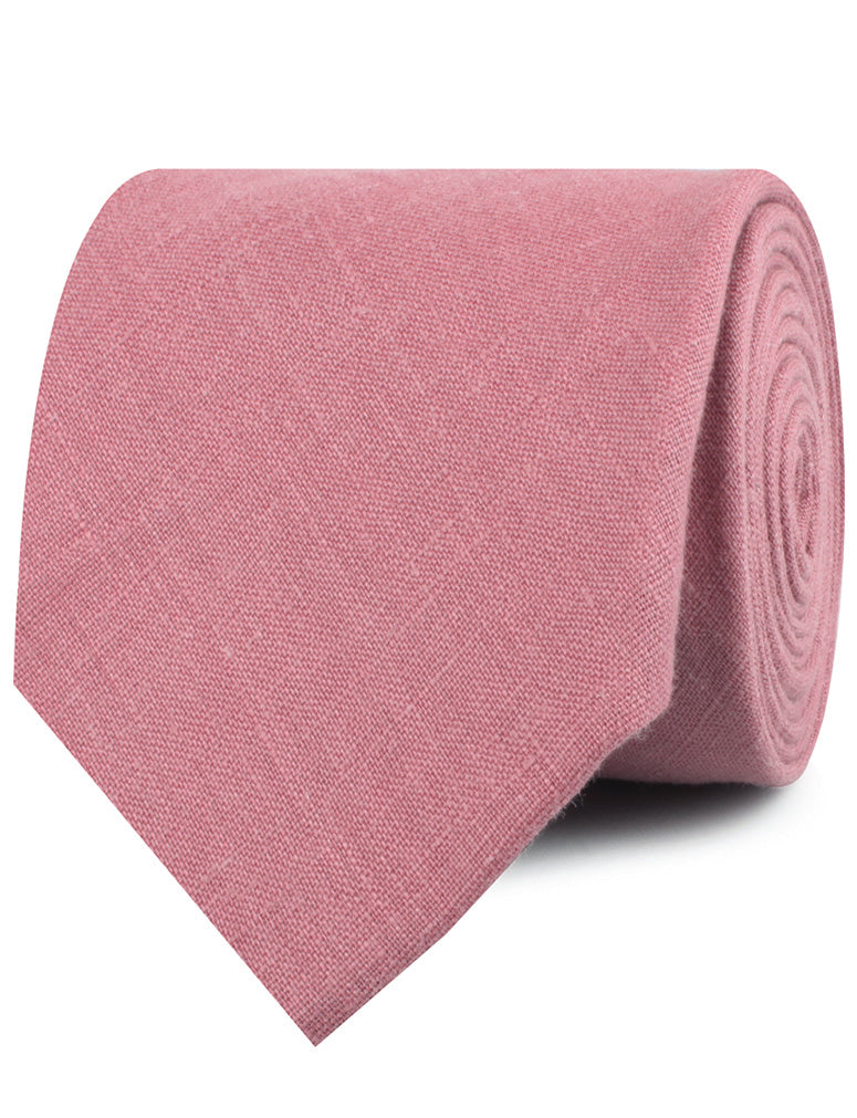 Dusty Rose Pink Linen Neckties