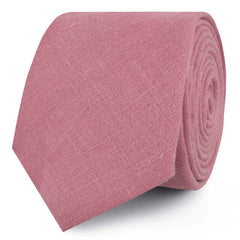Dusty Rose Pink Linen Skinny Ties