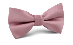 Dusty Rose Pink Satin Bow Tie