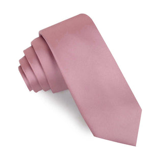 Dusty Rose Pink Satin Skinny Tie