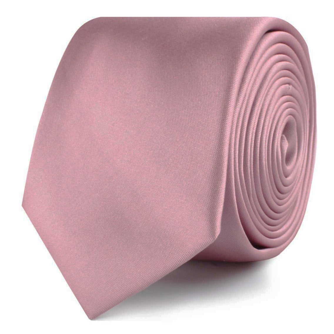 Dusty Rose Pink Satin Skinny Ties