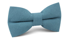 Dusty Teal Blue Linen Bow Tie