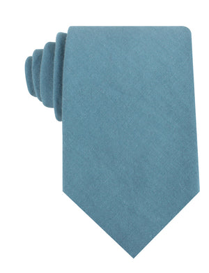 Dusty Teal Blue Linen Necktie