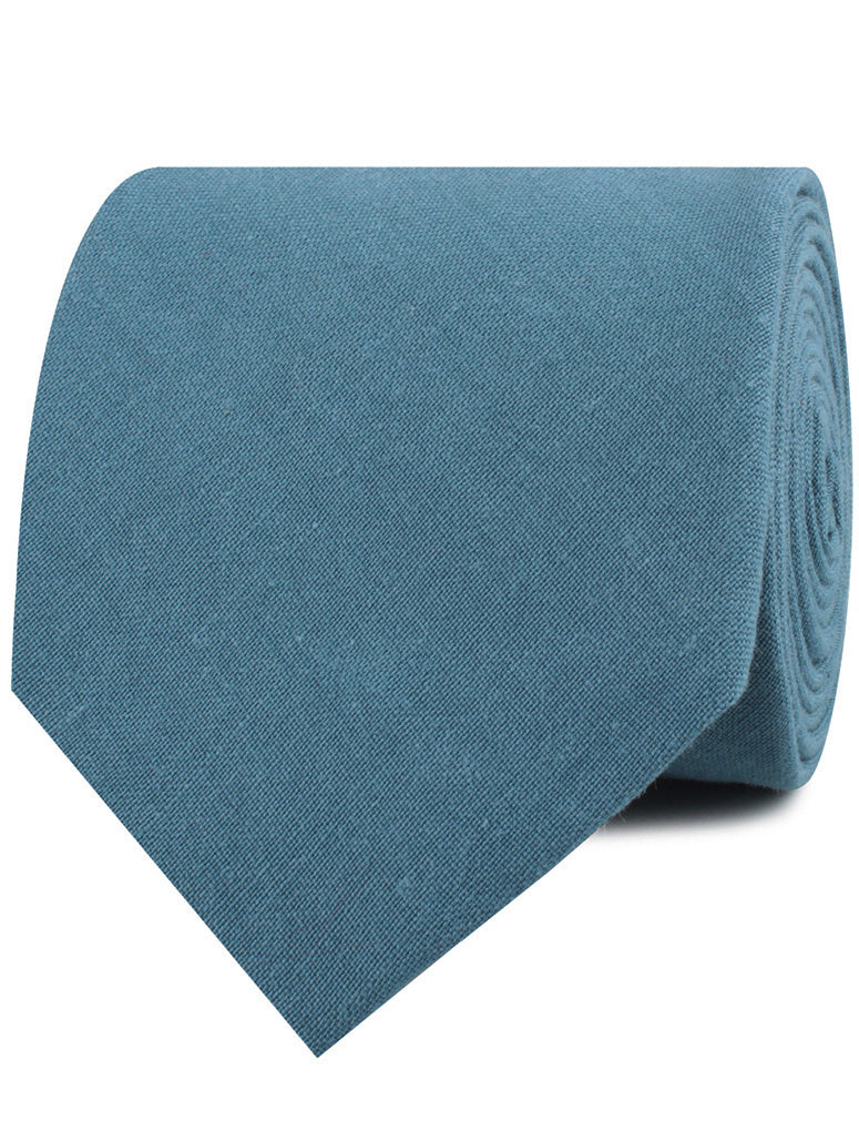 Dusty Teal Blue Linen Neckties