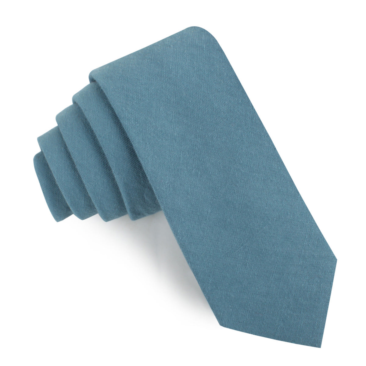 Dusty Teal Blue Linen Skinny Tie | Wedding Slim Ties AU