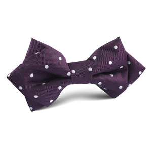 Eggplant Plum Purple with White Polka Dots Diamond Bow Tie