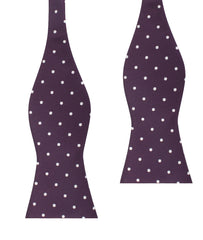 Eggplant Plum Purple with White Polka Dots Self Tie Bow Tie