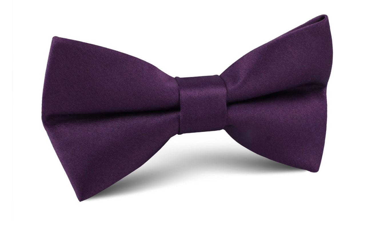 Eggplant Purple Satin Bow Tie