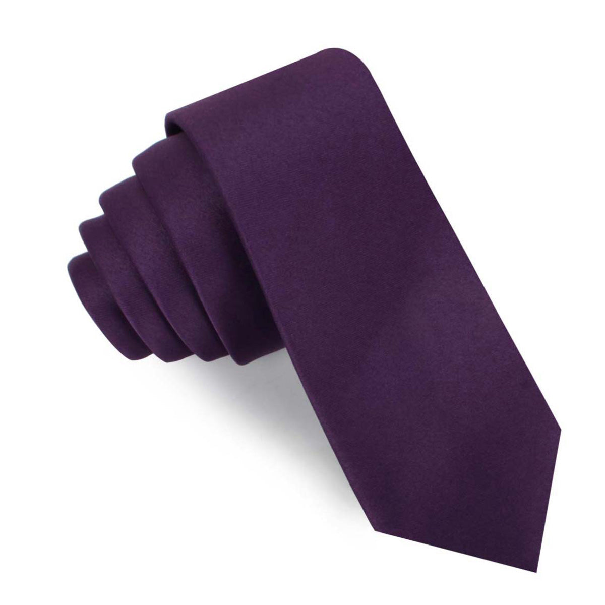 Eggplant Purple Satin Skinny Tie