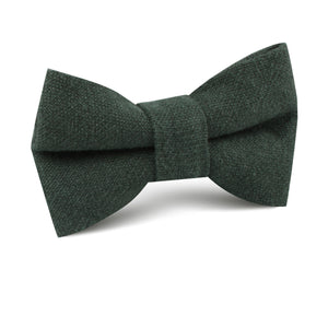 Emerald Dark Green Linen Kids Bow Tie