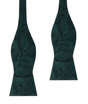 Emerald Green Paisley Self Bow Tie