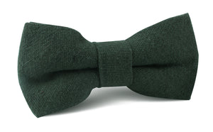 Emerald Dark Green Linen Bow Tie