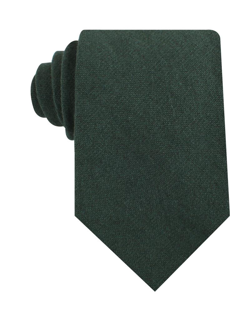 Emerald Dark Green Linen Necktie