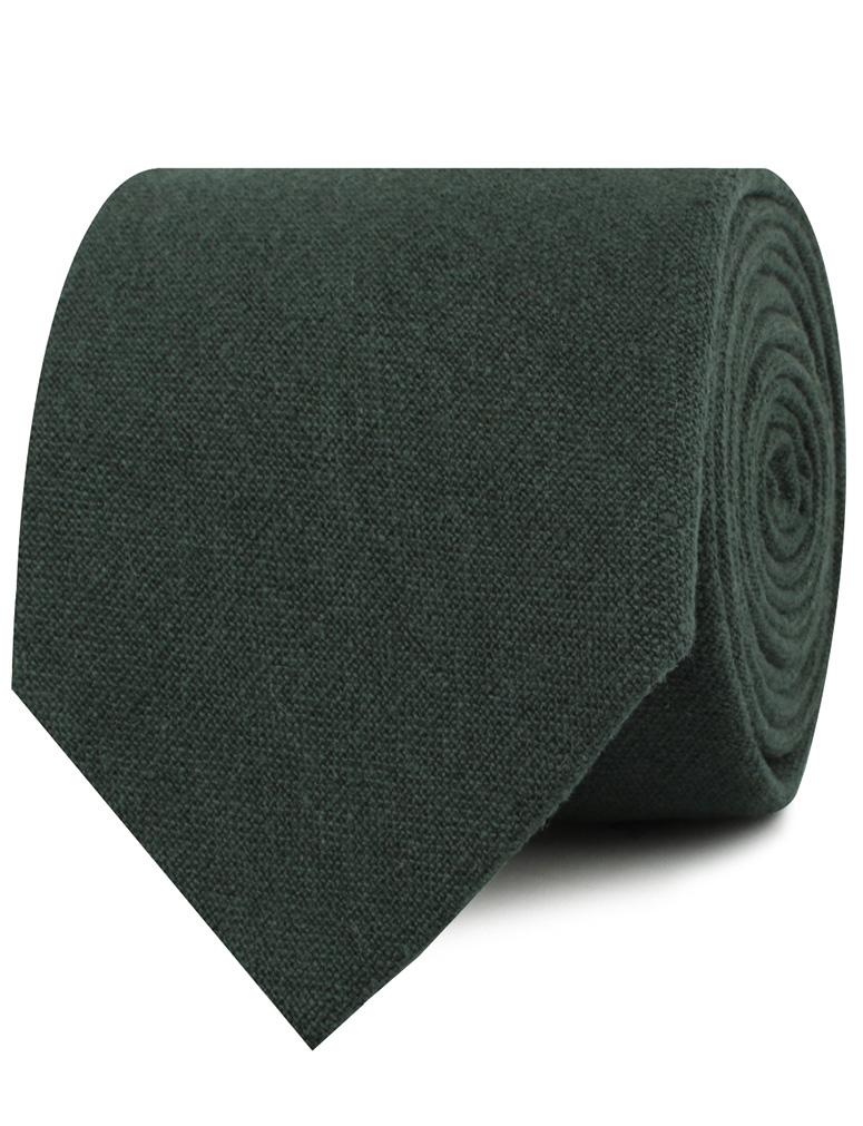 Emerald Dark Green Linen Neckties