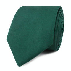 Emerald Green Cotton Skinny Tie Front Roll