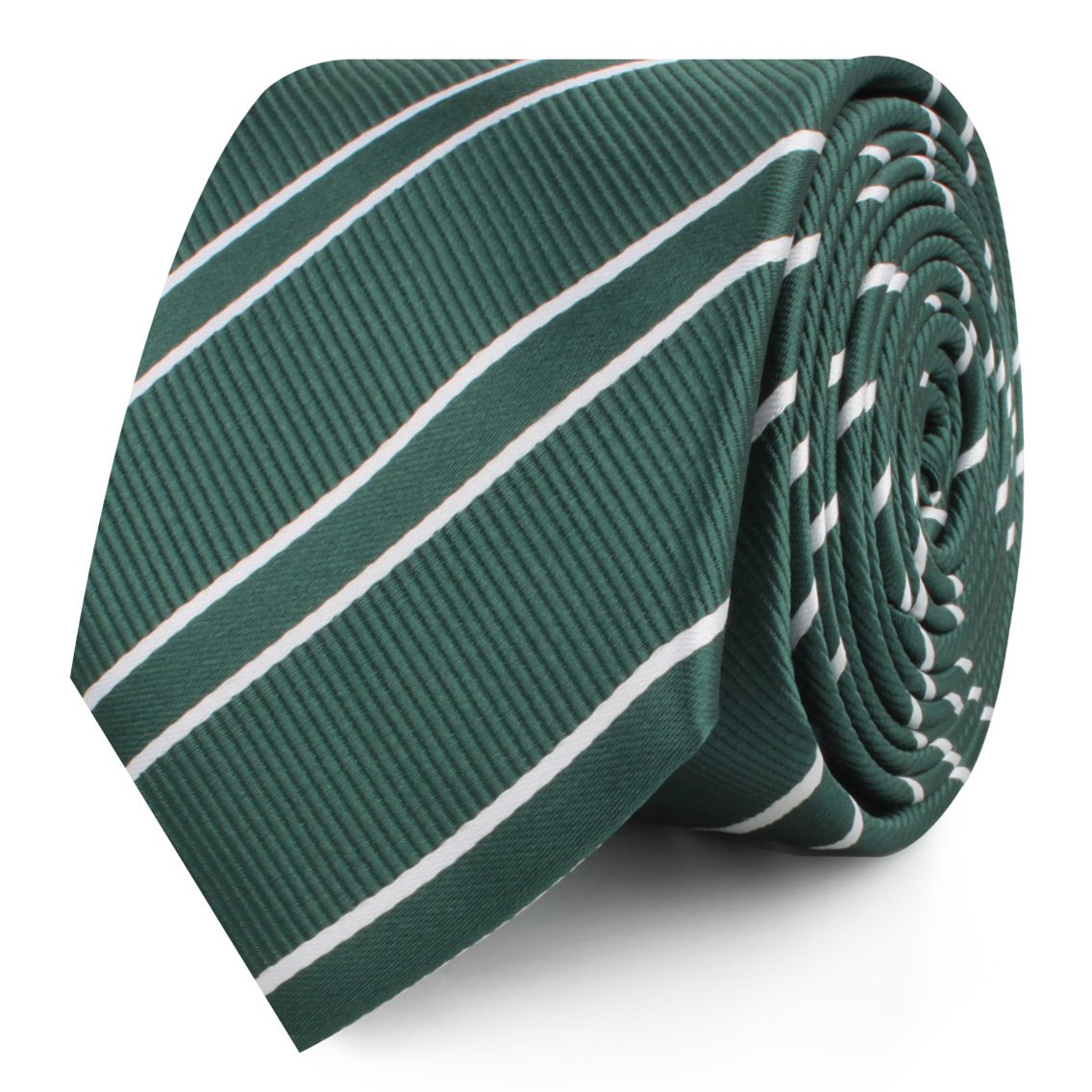 Emerald Green Double Stripe Skinny Ties