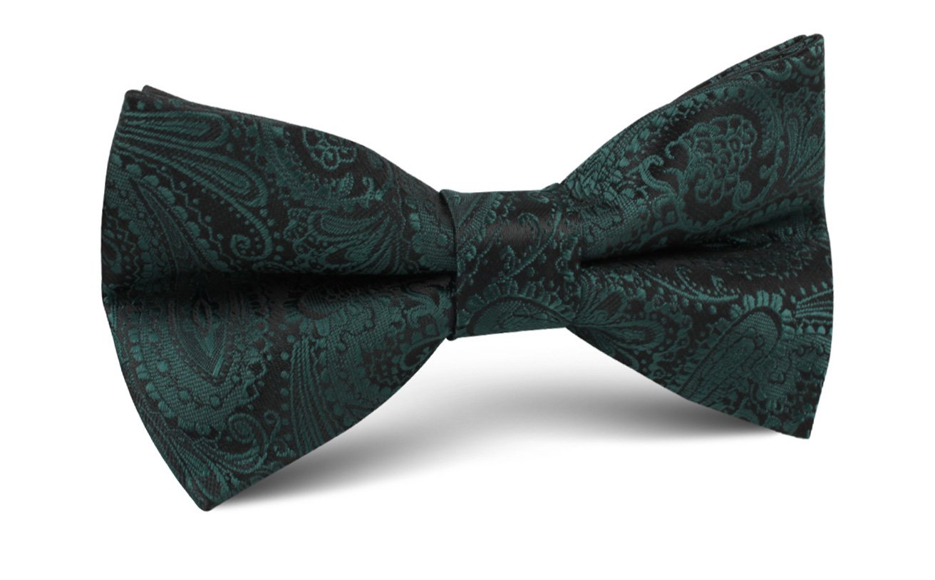 Emerald Green Paisley Bow Tie