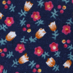 English Dahlias Floral Fabric Skinny Tie
