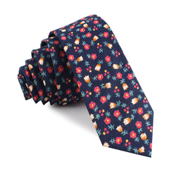 English Dahlias Floral Skinny Tie