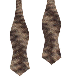 Espresso Brown Zigzag Wool Diamond Self Bow Tie