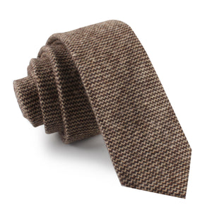 Espresso Brown Zigzag Wool Skinny Tie