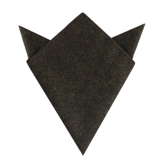 Essex Green Herringbone Textured Wool Pocket Square