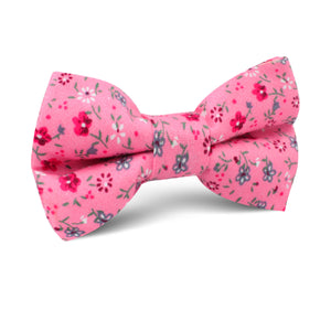 Flamenco Pink Floral Kids Bow Tie