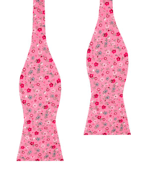 Flamenco Pink Floral Self Bow Tie