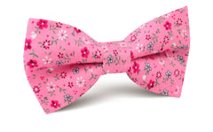 Flamenco Pink Floral Bow Tie