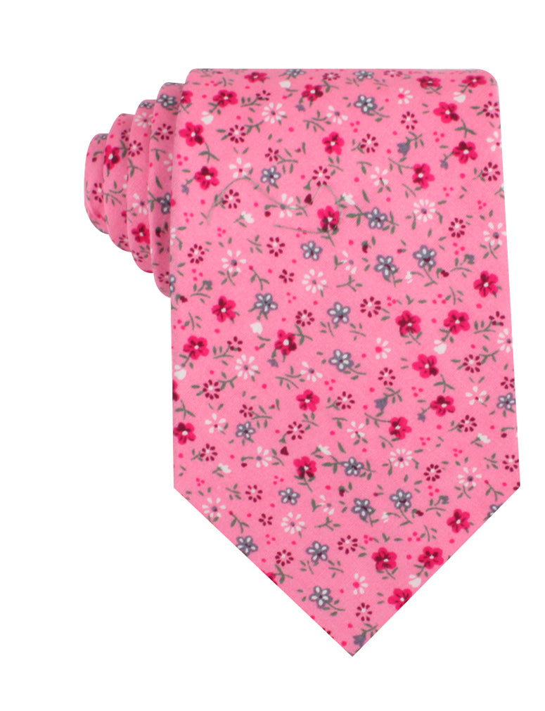 Flamenco Pink Floral Necktie