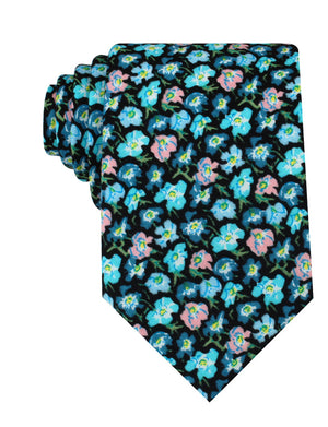 Flax Linum Blue Floral Necktie
