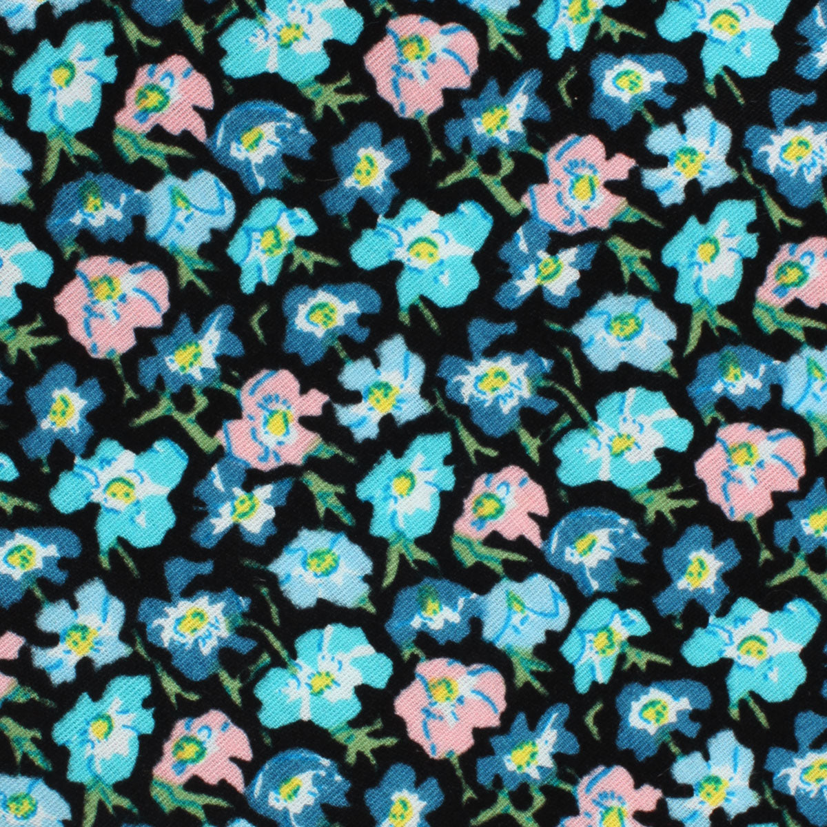 Flax Linum Blue Floral Necktie Fabric