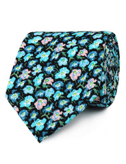 Flax Linum Blue Floral Neckties