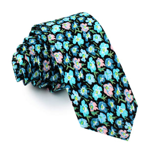 Flax Linum Blue Floral Skinny Tie