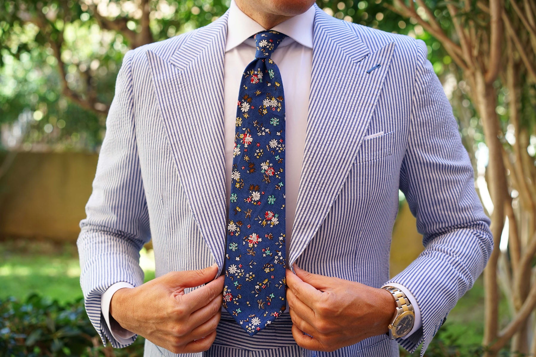 Floraison Carnivale Blue Floral Necktie | Best Designer Ties for Men | OTAA