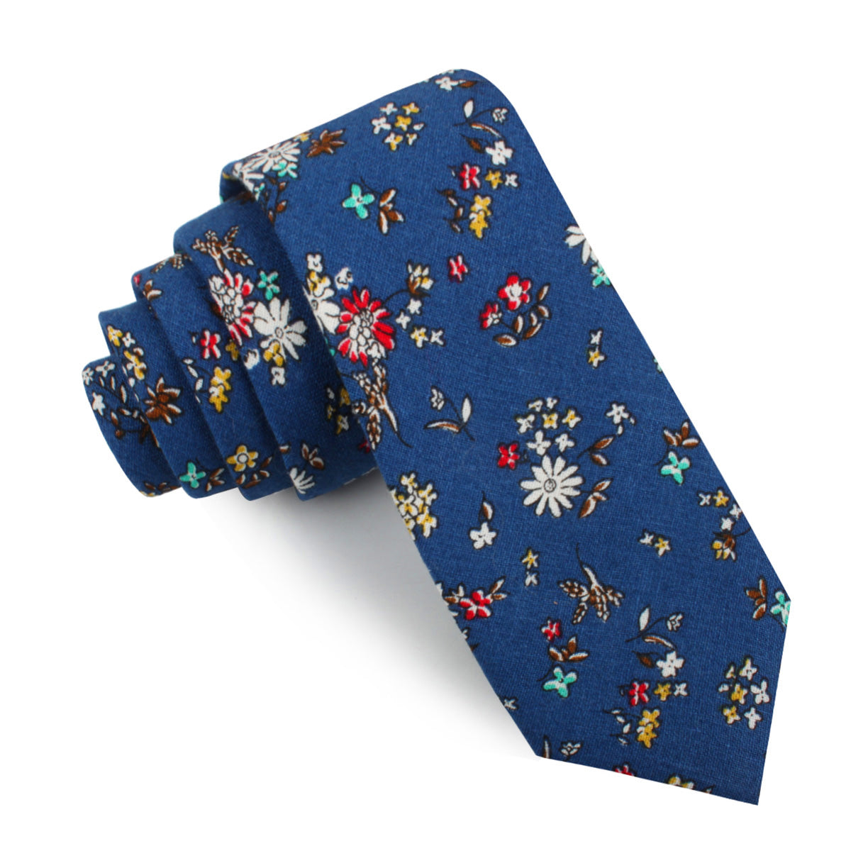 Floraison Carnivale Blue Floral Skinny Tie